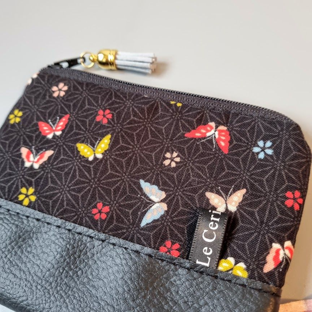 Porte-monnaie zippé "Mei" simili cuir noir