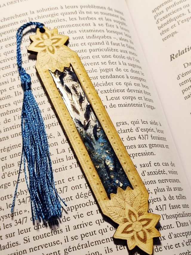 Marque-Grimoire #13 Bleuet, Or et mica