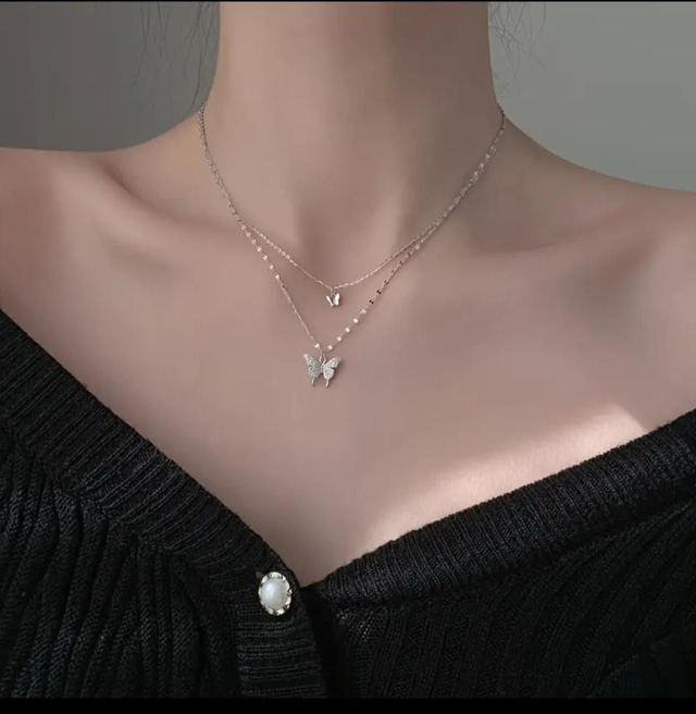 Collier papillon en argent sterling plaqué-or 18k 
