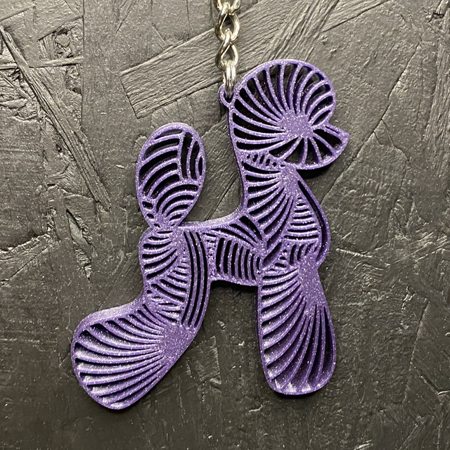 3D - Keychain Poodle Asian Galaxy Violet
