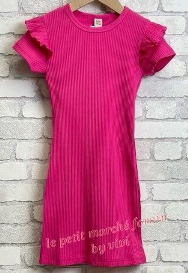 Robe côtelée ROSE manches courtes - enfant
