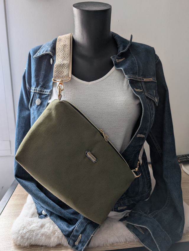 Sac toomoo en tissu demi natté kaki