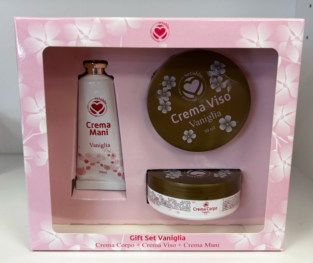 Set 3 pezzi beauty,fragranza vaniglia