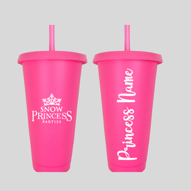 Snow Princess Parties 24oz cup with straw