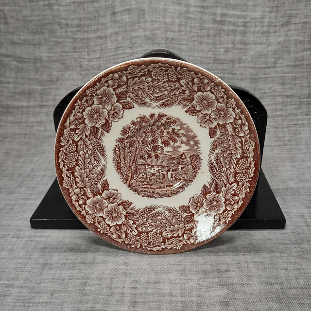 Broadhurst | Schoteltje (diameter 14,0 cm | hoogte 2,0 cm) &#039;English Country Taverns&#039; motief in bruine kleur | Vintage