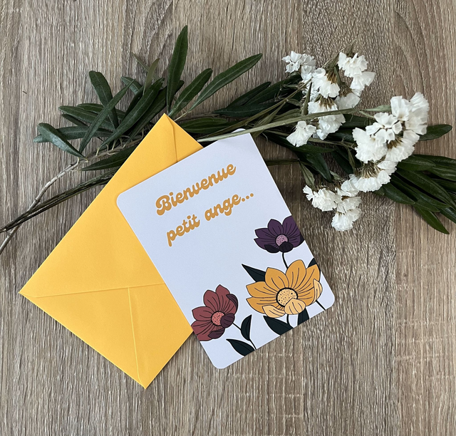 Carte de vœux Naissance &quot;Fleurie&quot;