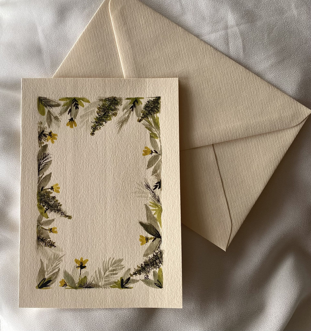 Doppelkarte - Blattrahmen mit gelb