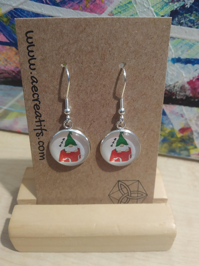 Boucles d&#039;oreilles cabochons gnome cadeau 1