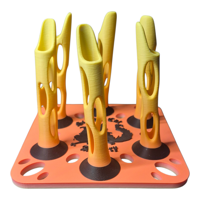 6 Arrow Fletching Stand/ Ground Quiver Orange to Yellow and Black 