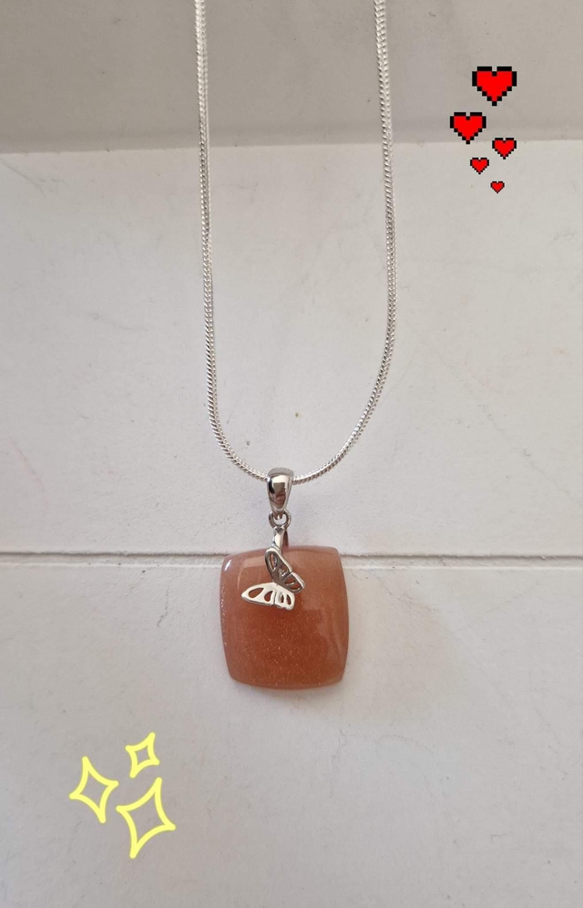 Pierre de lune bélière et chaîne argent 