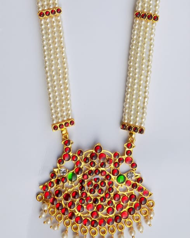 Bharatanatyam Kemp long Maala 4 lines 