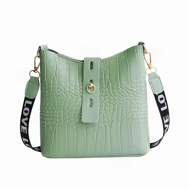 sac à bandoulière à motif de crocodile vert