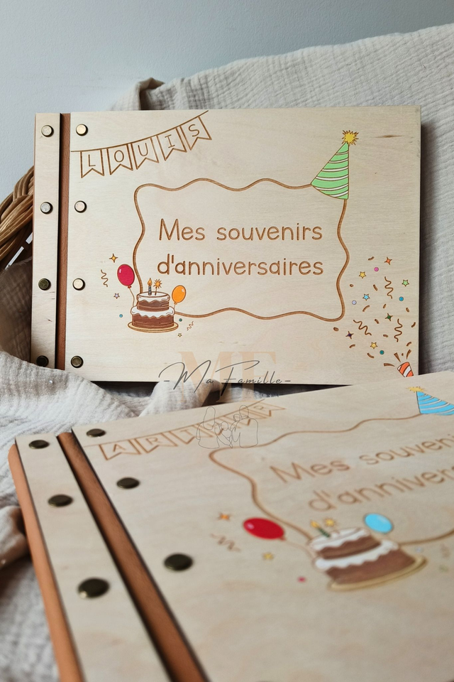 Livre en bois - souvenirs d'anniversaires