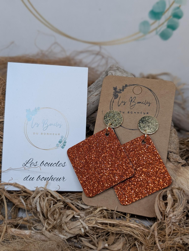 Boucles d&#039;oreilles Chouquette ginger paillettes chou003