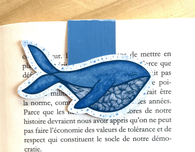 Marque-page magnétique baleine