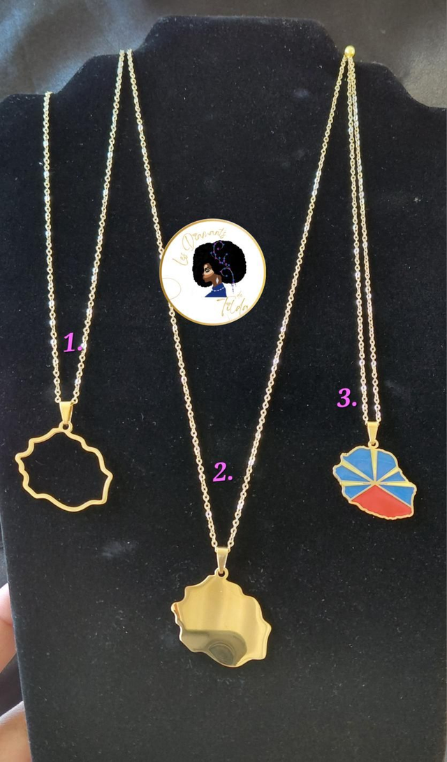 Collier Carte de la Réunion Doré