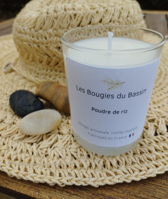 Poudre de riz - Bougie artisanale - plus de 30 heures de combustion