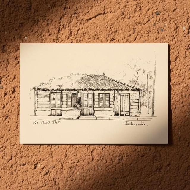 Carte postale A6 - case créole #9 - Les Trois Ilets - Martinique - reproduction