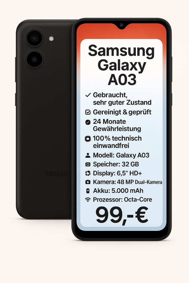 Samsung Galaxy A03 – 32 GB – Schwarz