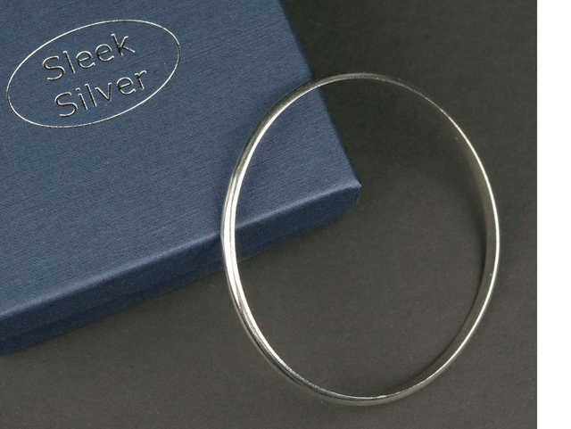 Silver Plain Bangle - &#039;D&#039; Profile