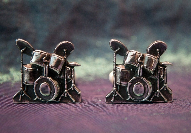 Drum kit Cufflinks handmade Sterling Silver