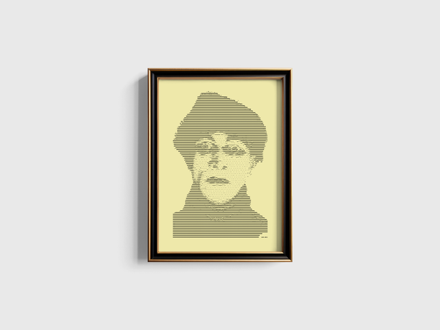 A3 Schreibmaschinen-Porträt Cesare aus "Das Cabinet des Dr. Caligari" in Schwarz auf Elfenbein