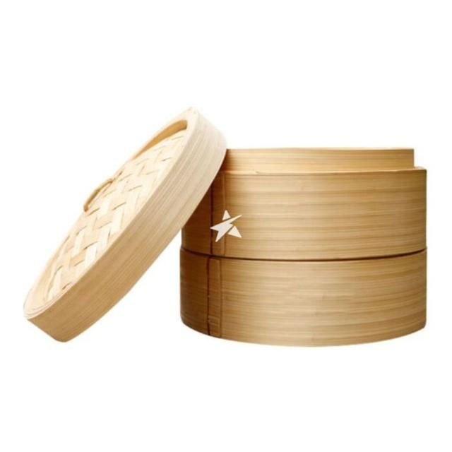 竹蒸笼8寸两笼一盖 8'' 2 Layer Sets Bamboo Steamer With Lid