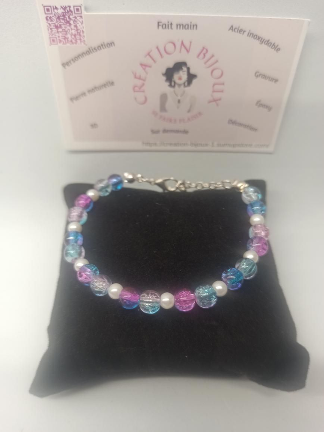 Bracelet rose/bleu et blanche 