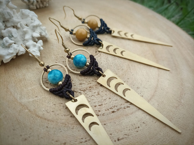 Boucles d'oreilles « Comètes » ~ Coloris & pierre au choix