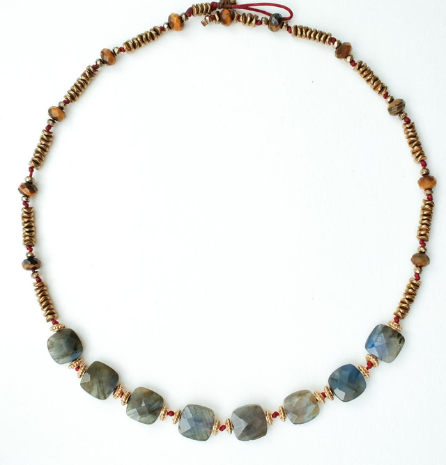 Choker en Labradorites &amp; Hématites dorées