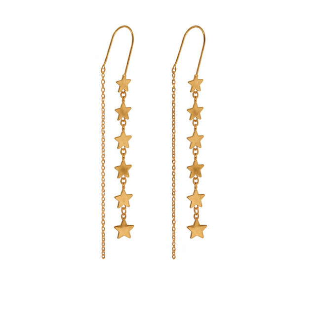 Pendientes acero dorado estrellas 