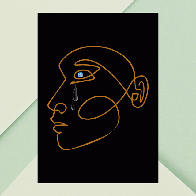 Impressions d'Art en Ligne Élégantes: Hommes avec des Larmes sur Fond Noir / Elegant Line Art Prints: Men with Tears in the Dark Black