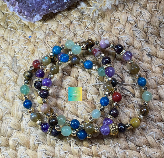 BRACELET triple tour 7 CHAKRAS  🔮🌊💧🌸🌼🔥🌺