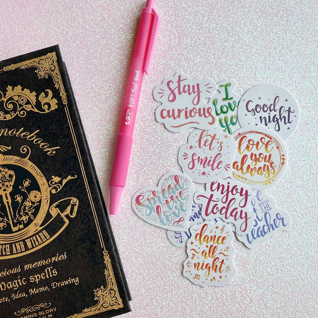 Stickers textes positifs modèle 2 - Lot de 10