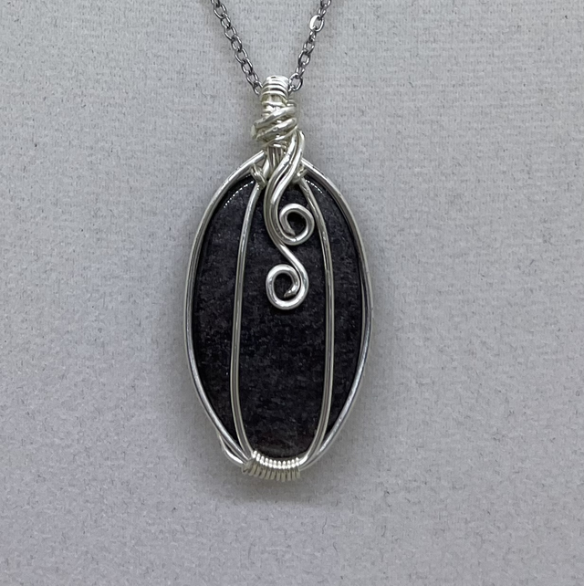  Silberner Obsidian Anhänger