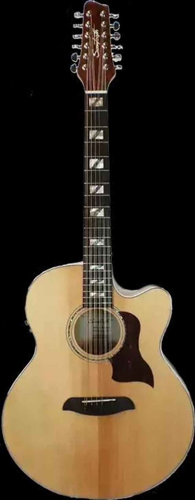 Guitarra electroacústica jumbo Sawtooth ST-MPL-AEJC-12 de 12 cuerdas con tapa de abeto macizo