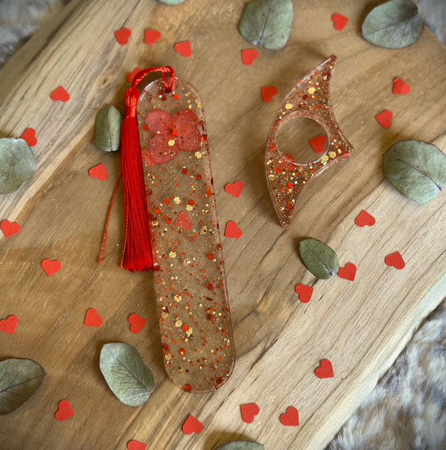 Duo marque-page/bague de Lecture - Passion Rouge 2 - Personnalisable 