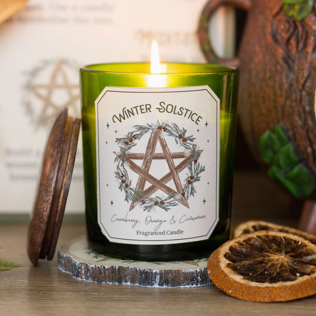 Bougie solstice d'hiver canneberges, orange, cannelle