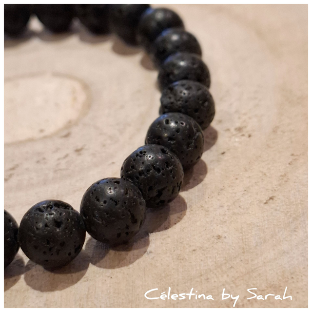Bracelet Pierre de Lave 8mm Taille Homme