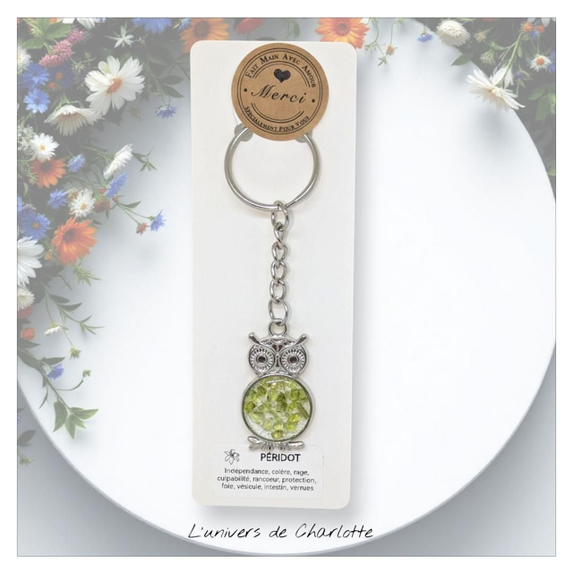 Porte-clés &quot;Péridot&quot; hibou PC-006