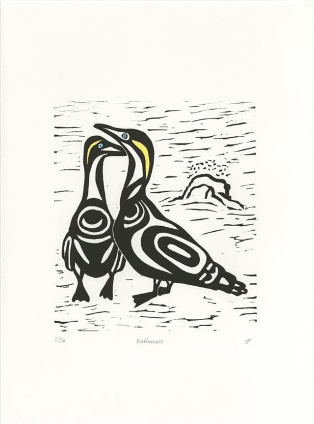 Northerners, linocut &amp; handfinish