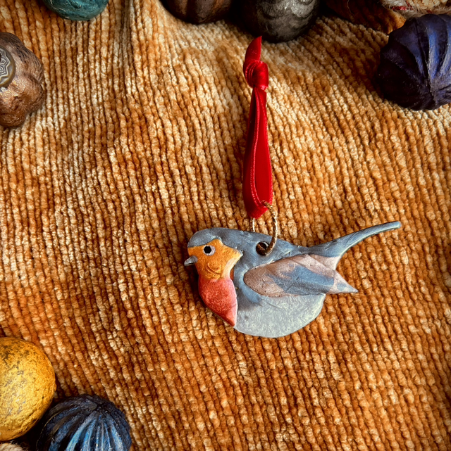Robin Decoration - Red and Gold