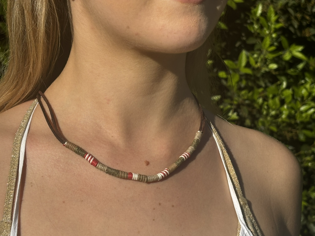 Collar cuero yute