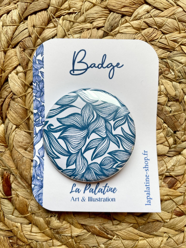 Badge dentelle bleue