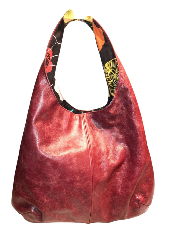 Burgundy leather tote bag