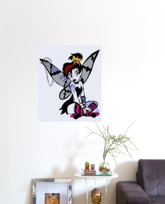 Gothic Tinkerbell Hand-Painted Canvas Artwork | 24x18 Inch Deep-Edged Canvas