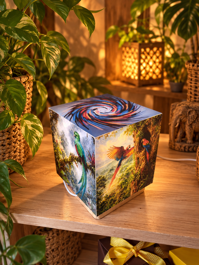 Lampe d'ambiance en cire 12x12cm- "Jungle 2"