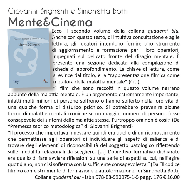Giovanni Brighenti e Simonetta Botti, "Mente &amp; Cinema", qudulibri 2019