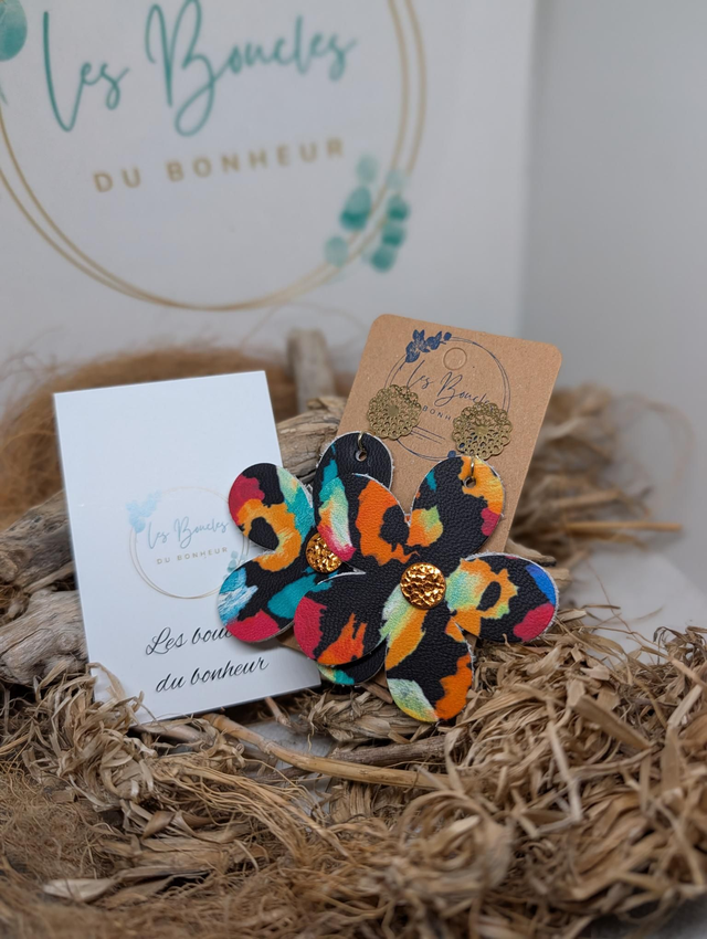 Boucles d'oreilles Marguerite multicolore m626