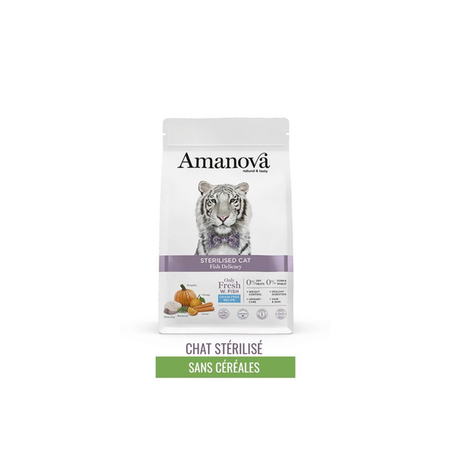 Amanova Croquettes chat stérilisé poissons blanc &amp; quinoa